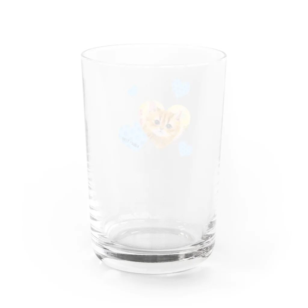 kauri tree の花と子猫(ハート) Water Glass :back