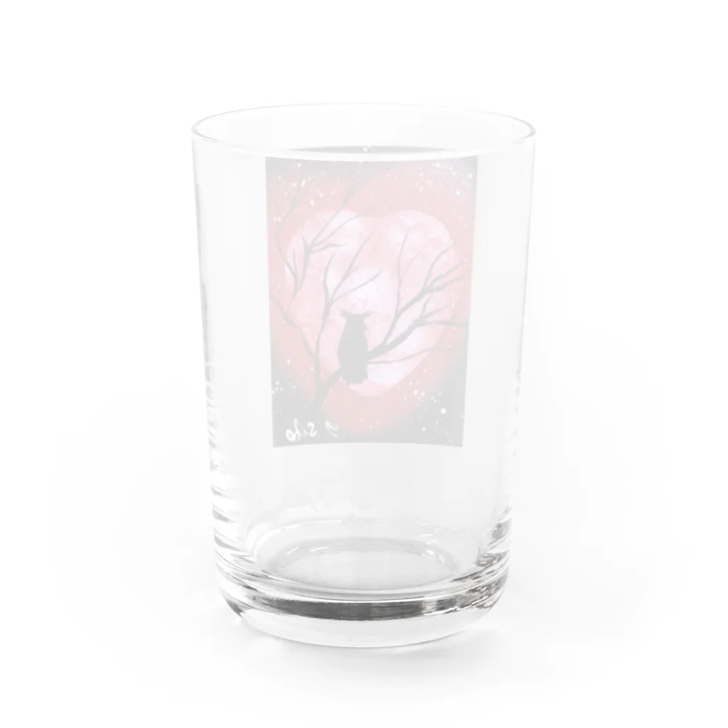 フクロウシホのハートムーン❣️ Water Glass :back