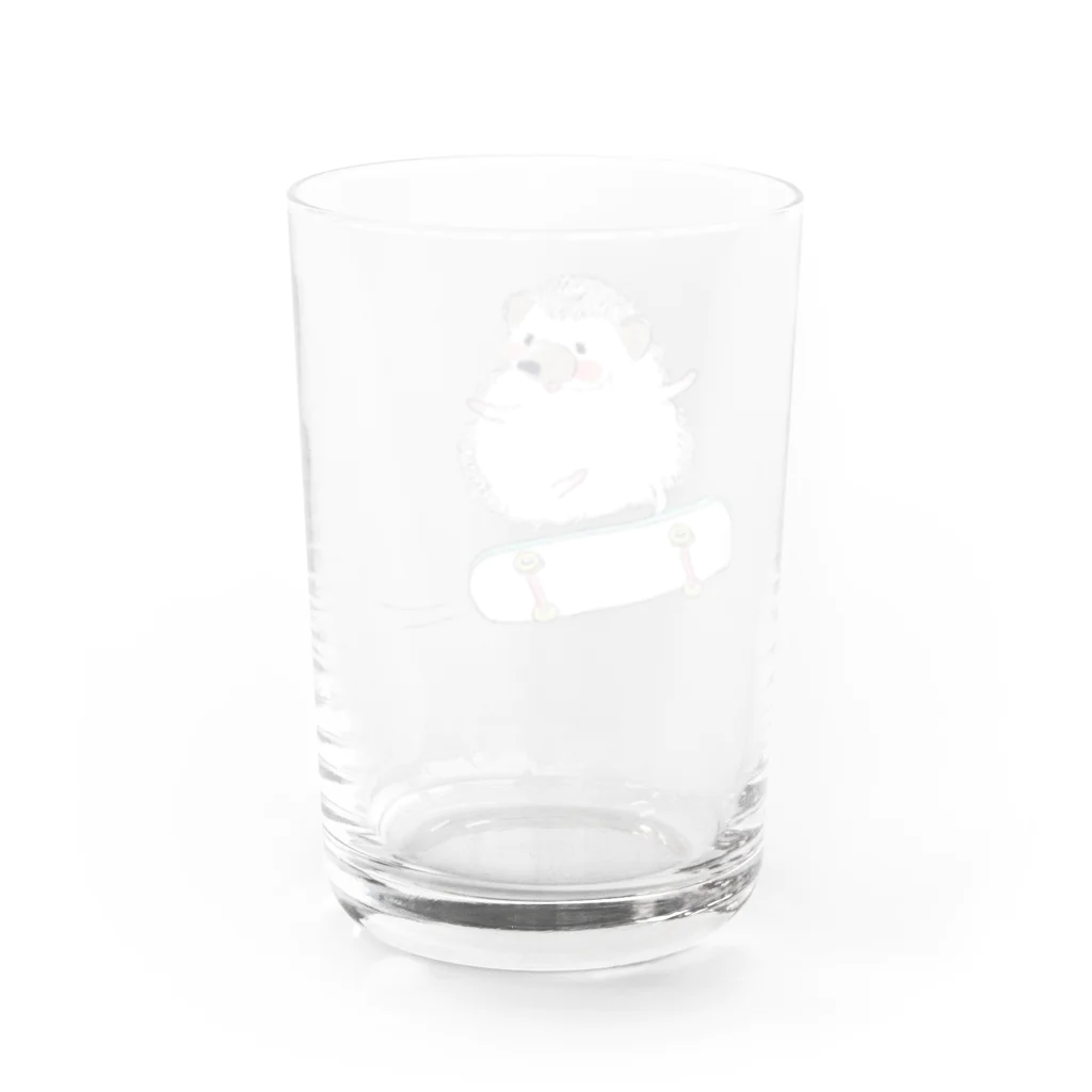 浅山しおん（ハリネズミのソフィー）のオリジナル　ハリネズミのソフィー、スケボーに乗る。 Water Glass :back