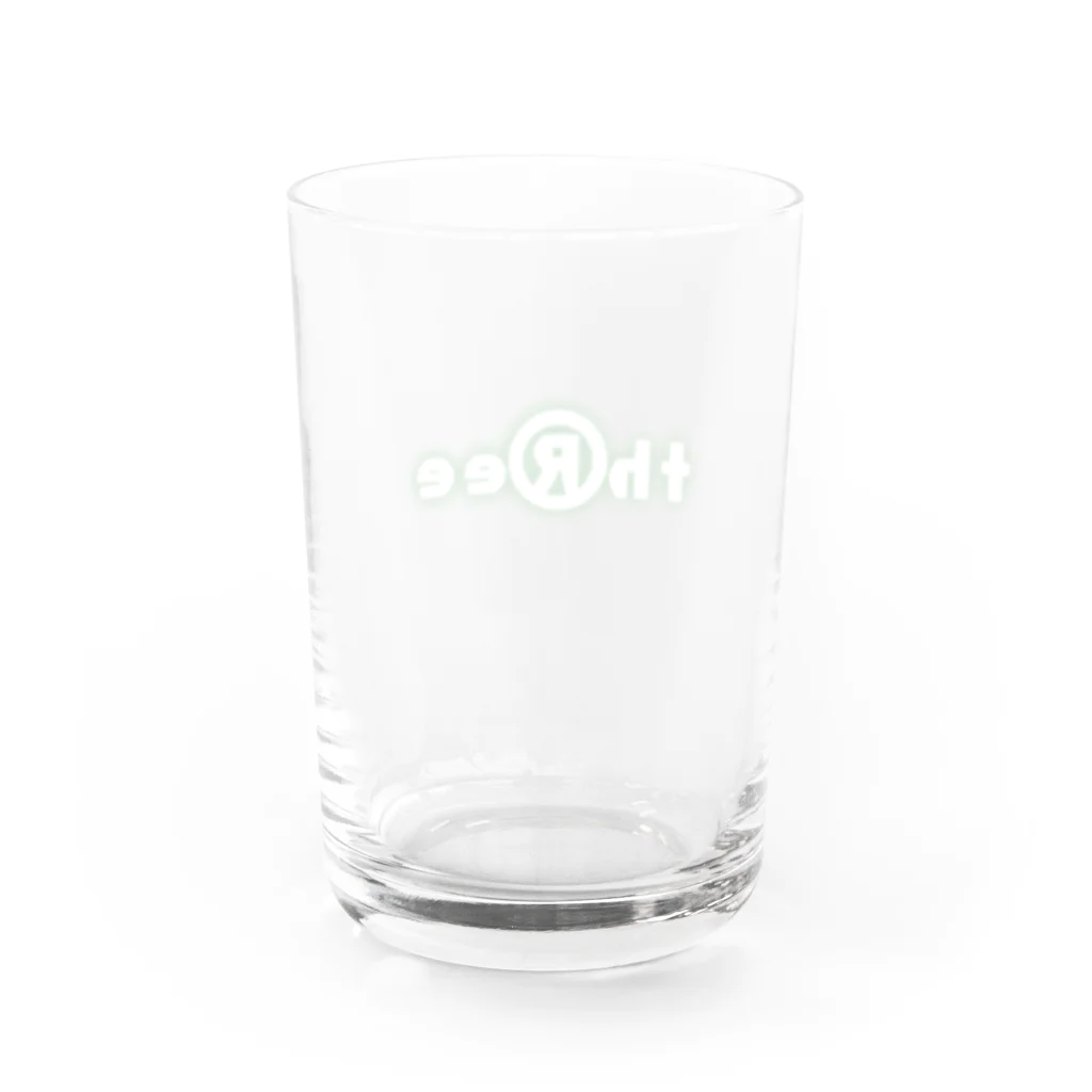 th®︎eeのthree LOGO NEON ForestGreen Water Glass :back