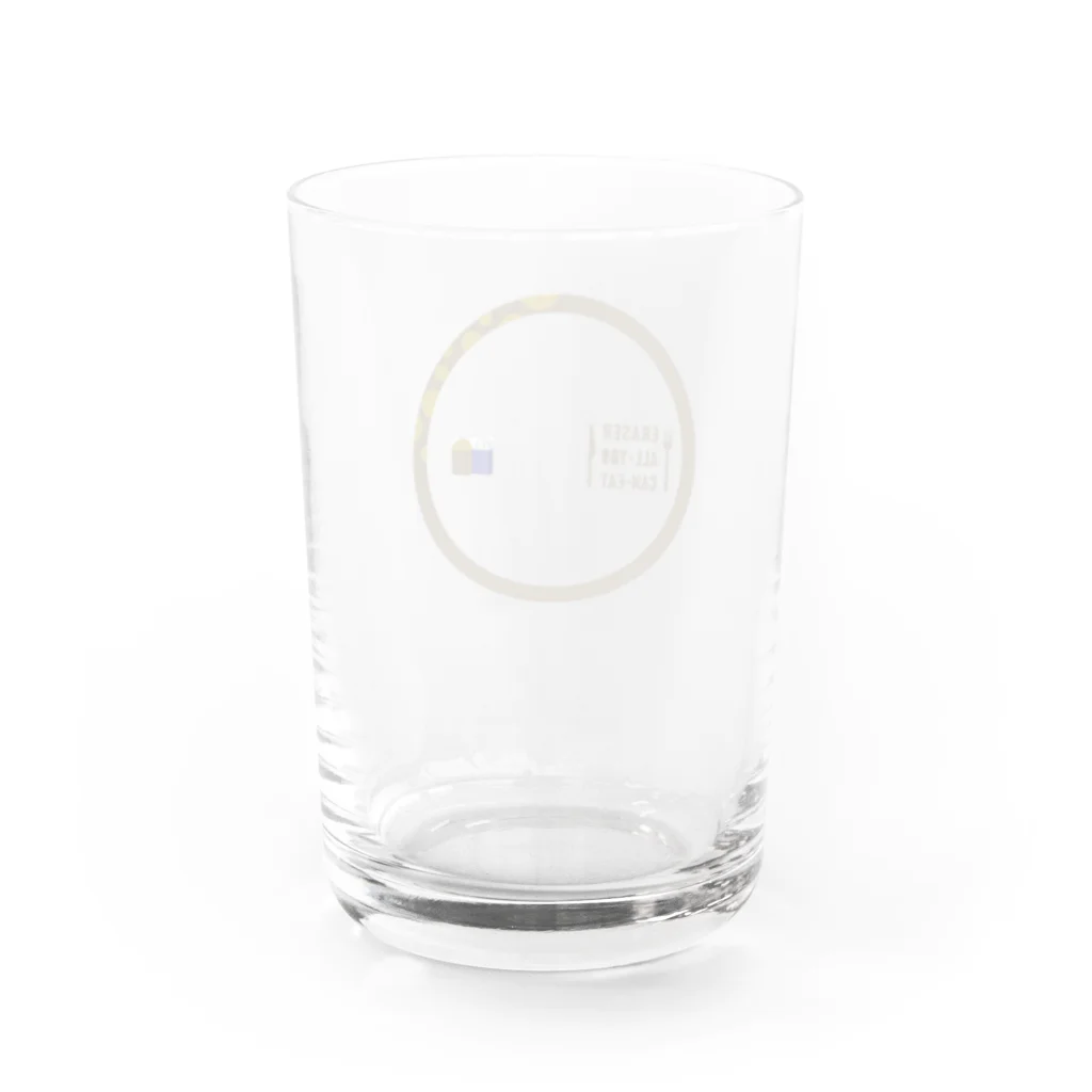 魔球の消し食べラウンドロゴ Water Glass :back