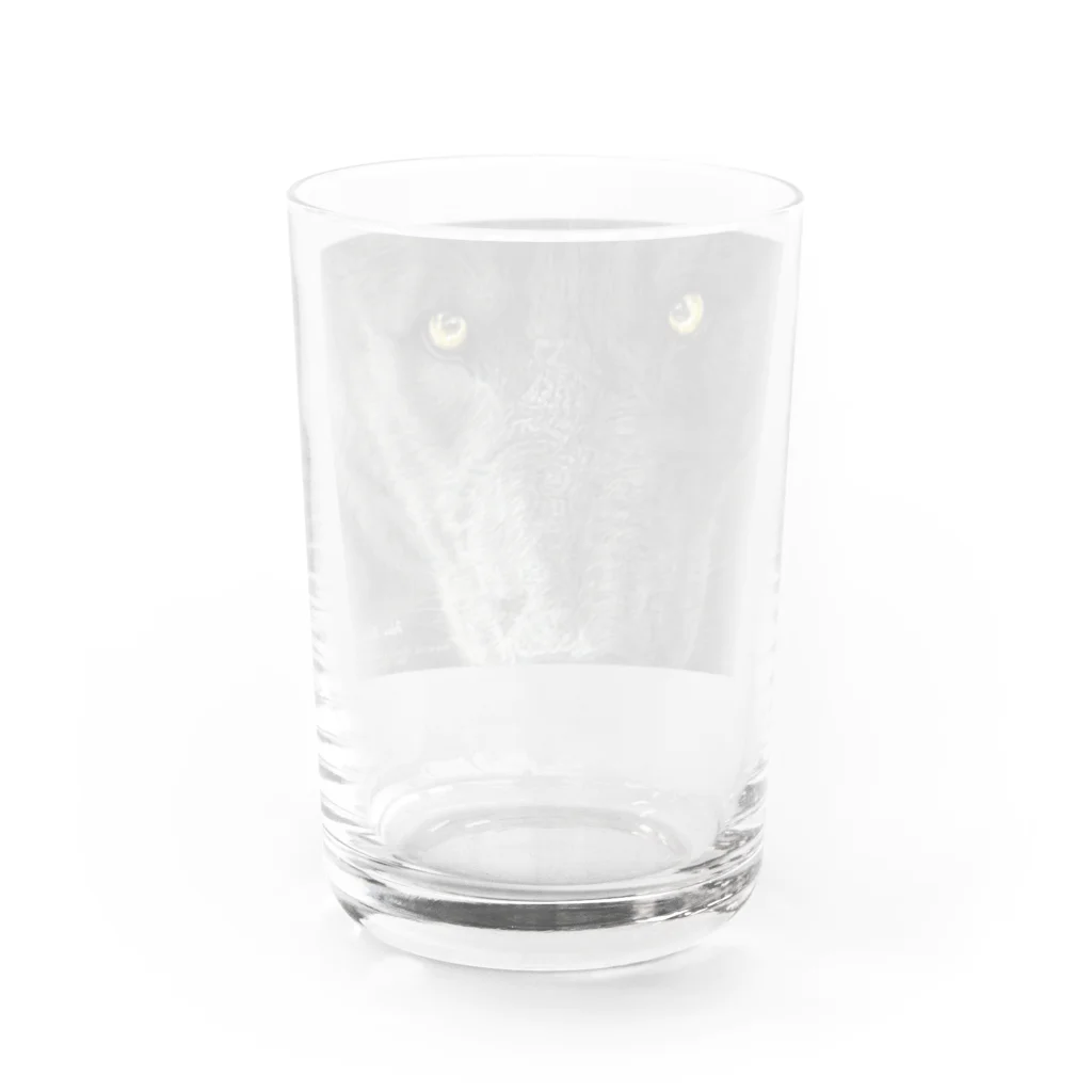 アラスカ野生動物画家きむらけいのBLACK WOLF Water Glass :back