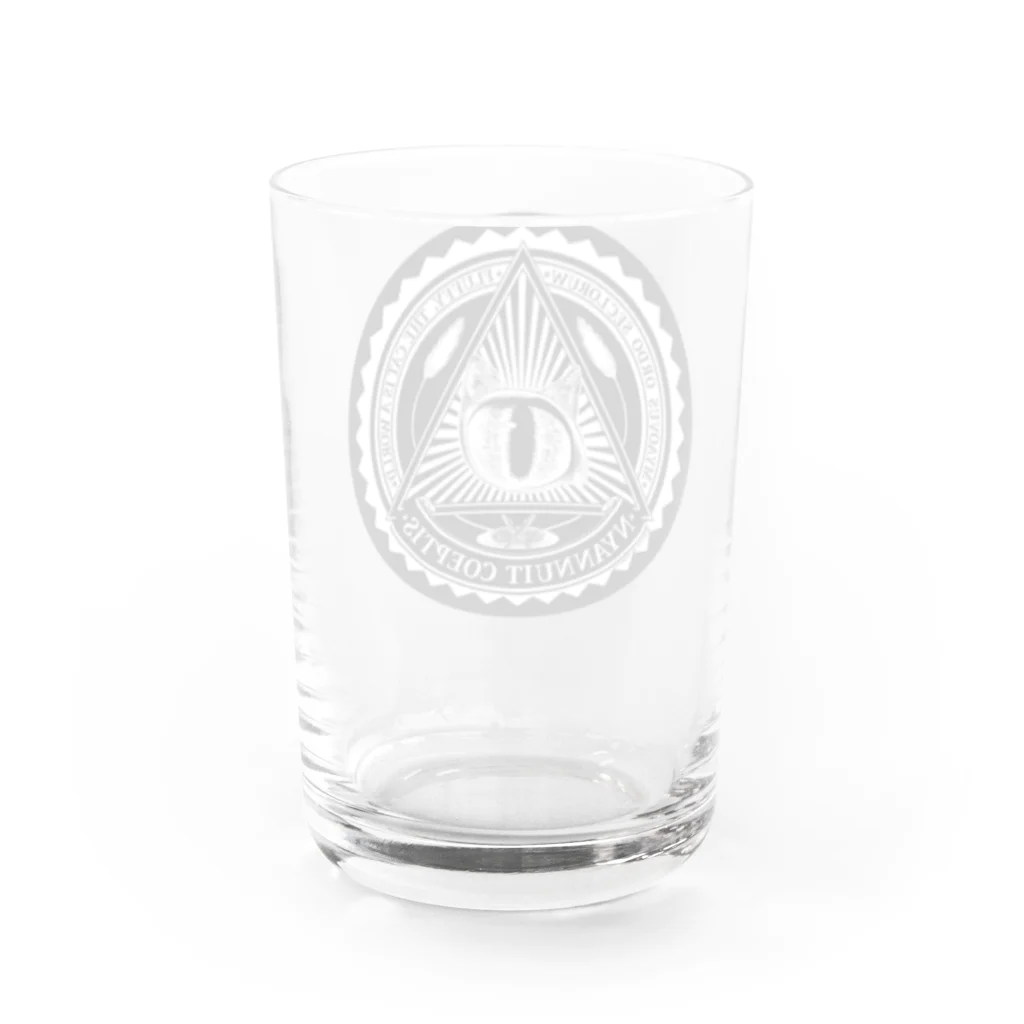 erico de federikoのNyalluminati(ニャルミナティ)ロゴ Water Glass :back