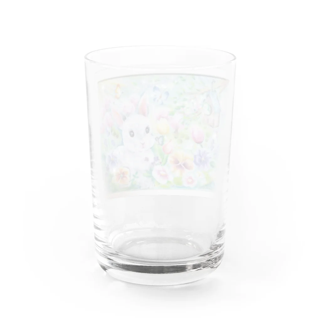 ぱすてるPOPの黒板わんにゃんの幸せうさぎ Water Glass :back