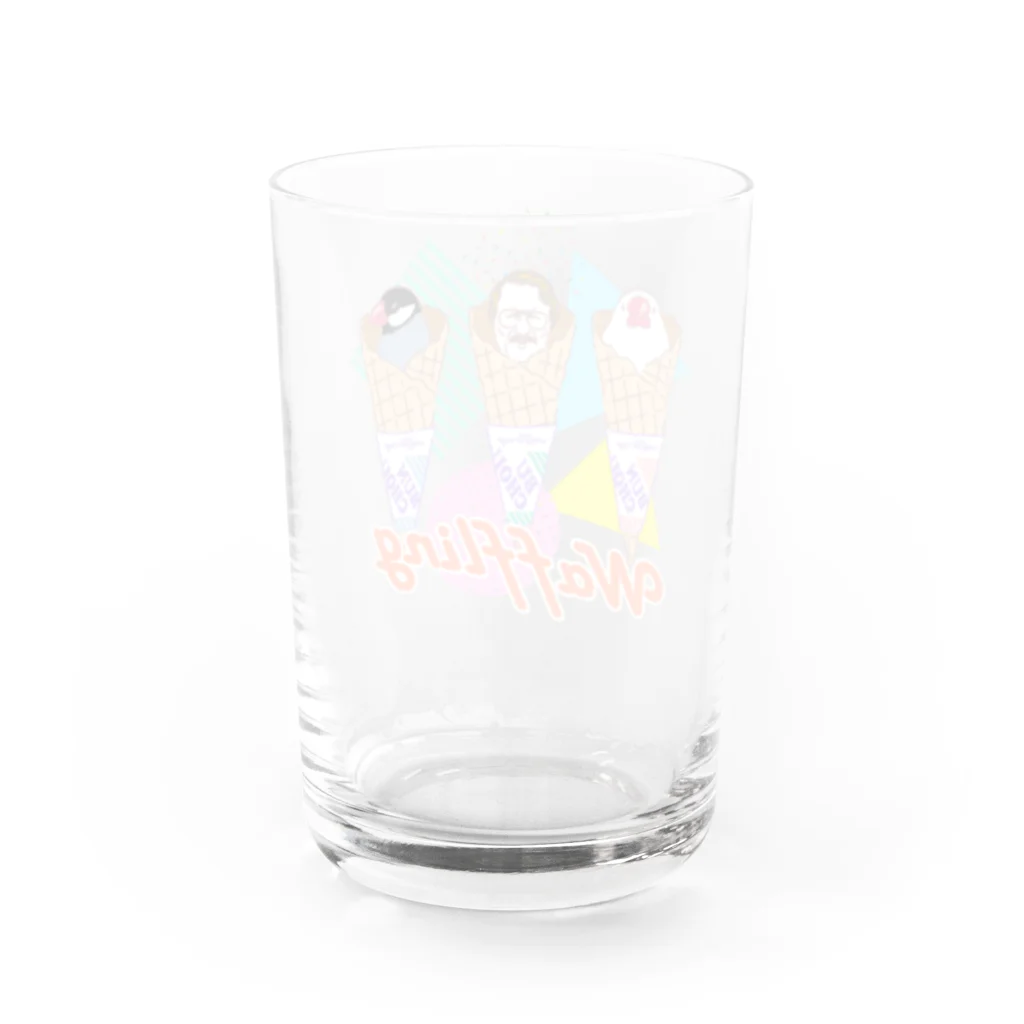 EASEのwaffling 文鳥と部長 80's Remix Water Glass :back