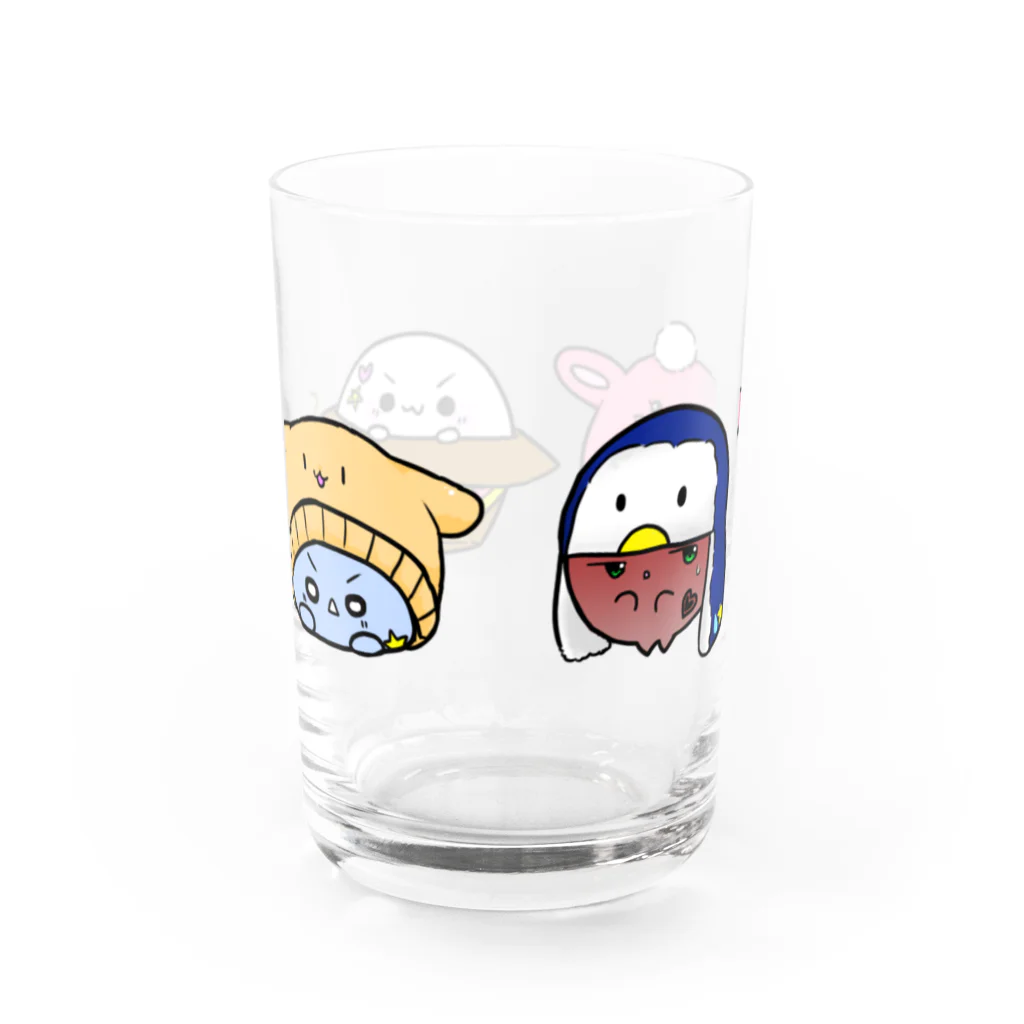 しろいのショップのおばけwithアニマル帽 Water Glass :back