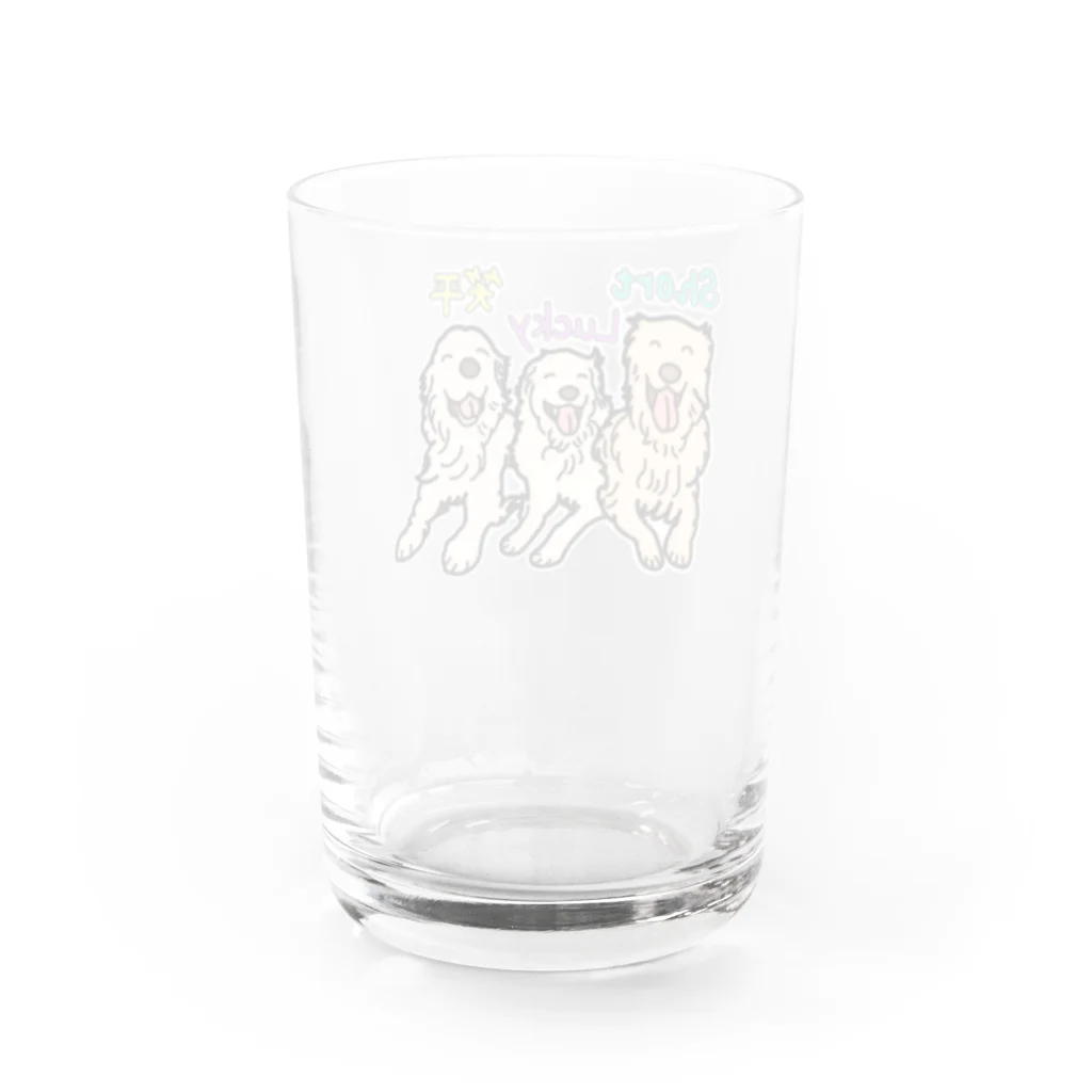 niconicotontonのうちの子1番☆縁あり〜ショートちゃん&ラッキーちゃん&笑平ちゃん〜 Water Glass :back