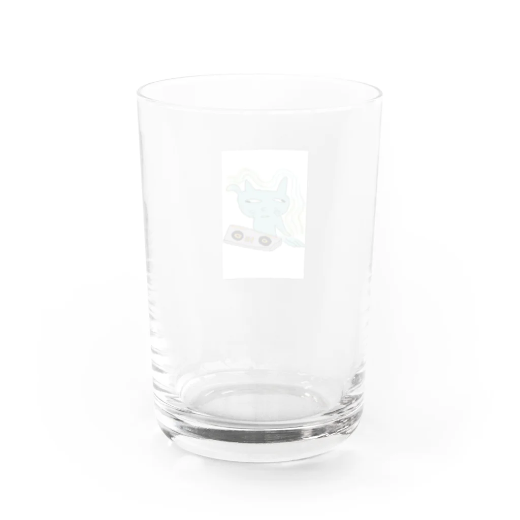 猫　ネコ　ねこのDJ猫 Water Glass :back