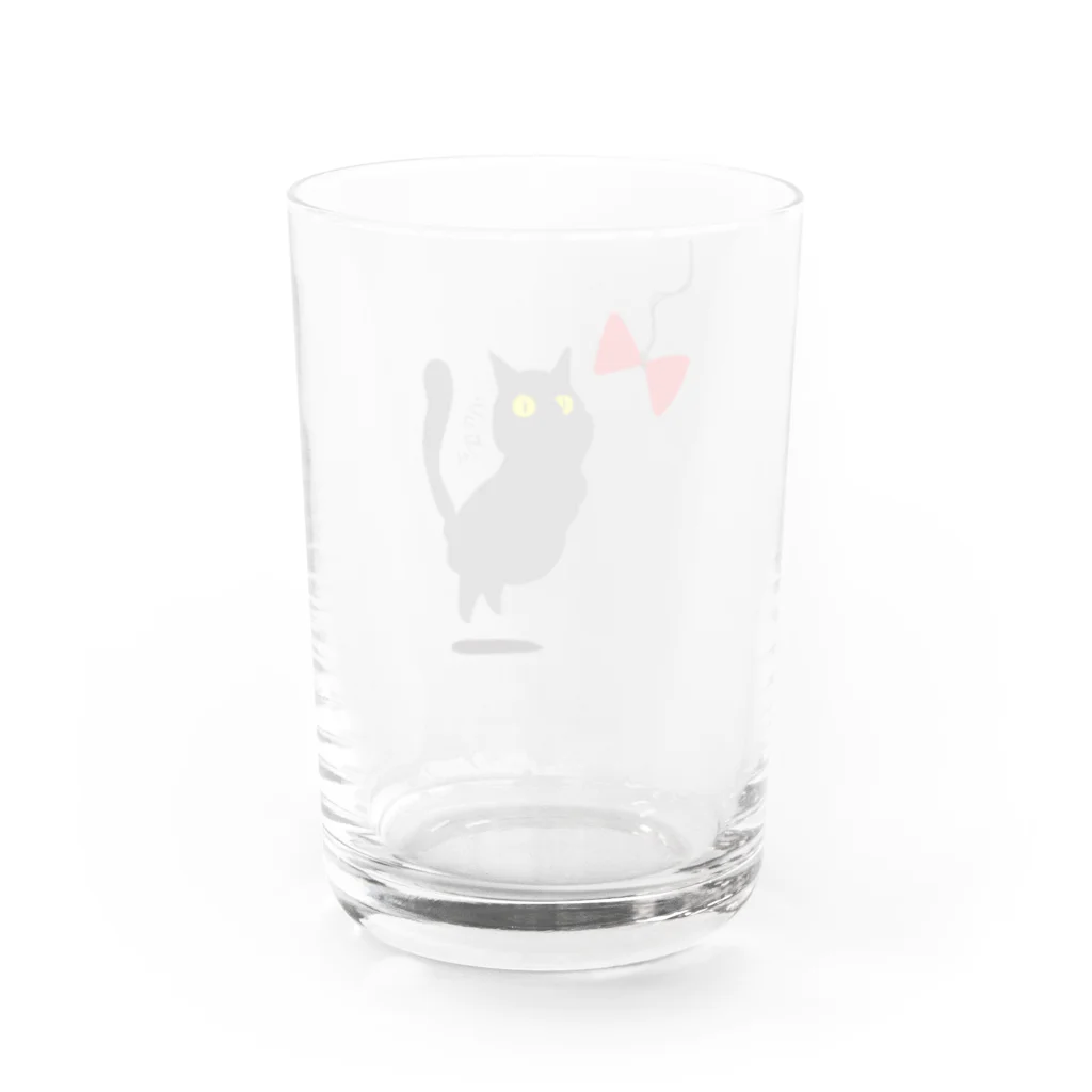 春猫荘の黒猫と赤いリボン グラス反対面