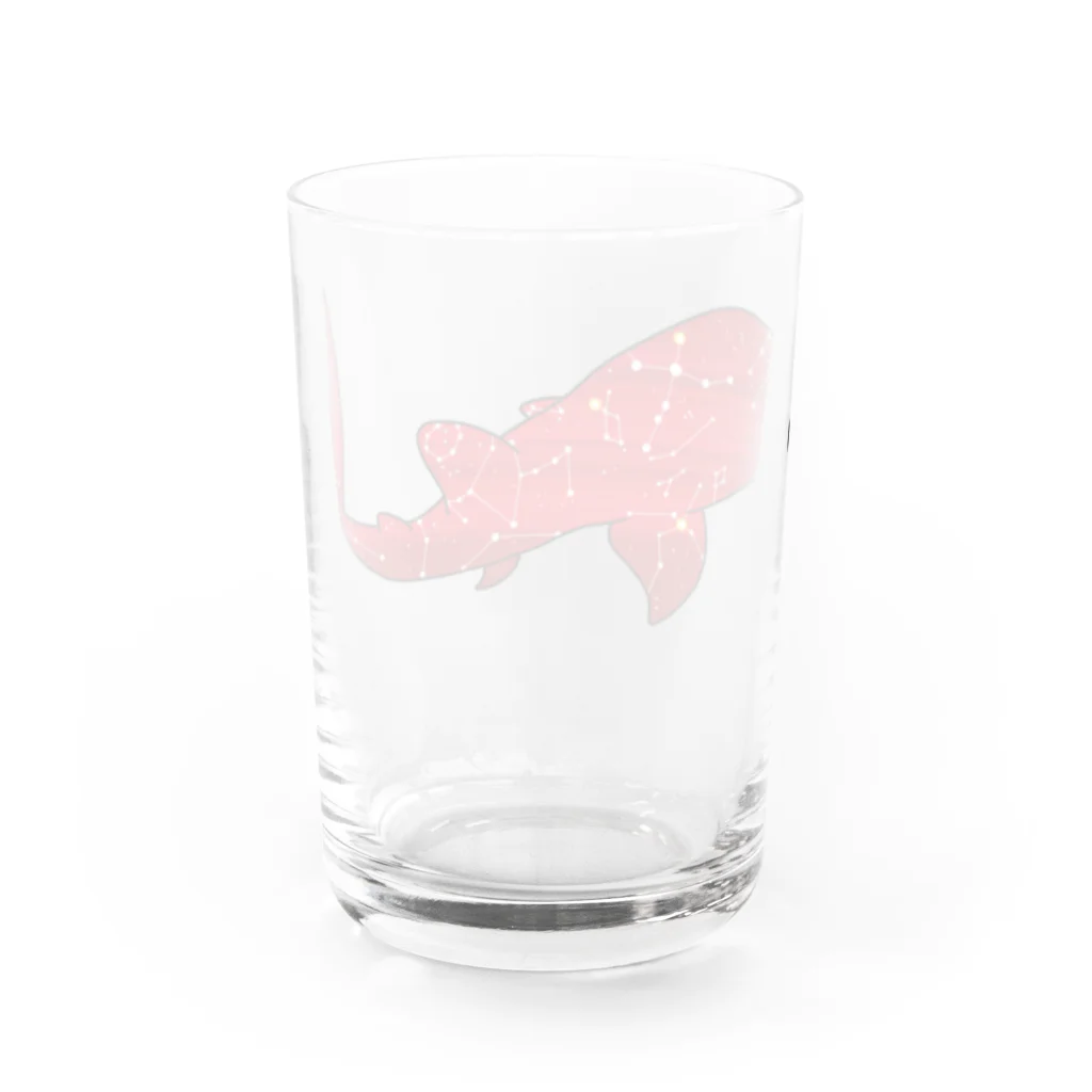 ふとんにおぼれるのジンベエザメ 夏の星座 赤 Water Glass :back