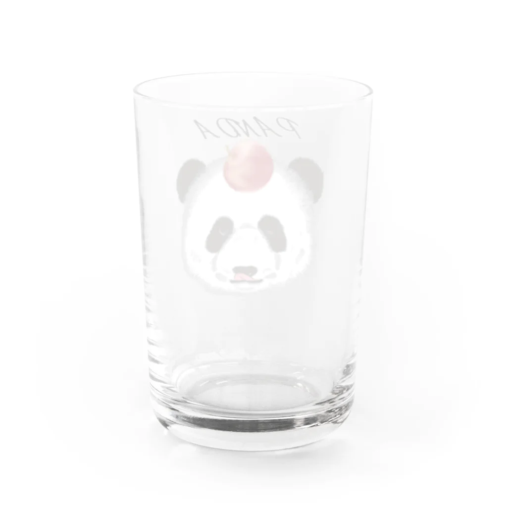 田中ザビエル世界のどうぶつの食いしん坊リアルパンダりんご Water Glass :back