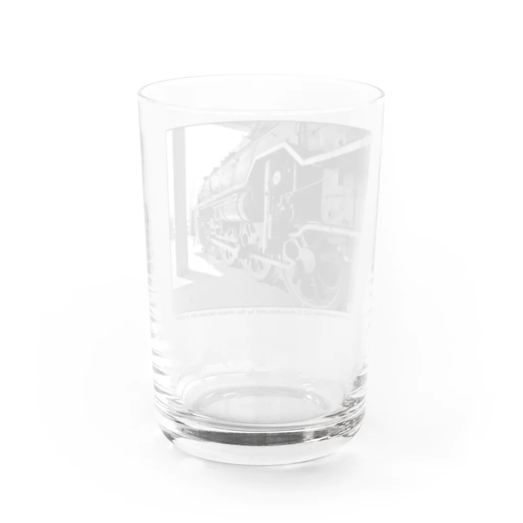 ヴィンテージ鉄道写真グッズの店の出発前のC62形２号機 （モノクロフォト） Water Glass :back
