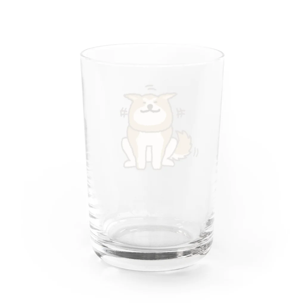 しばじるしデザインのあっあっあきた犬（ニコニコ） Water Glass :back