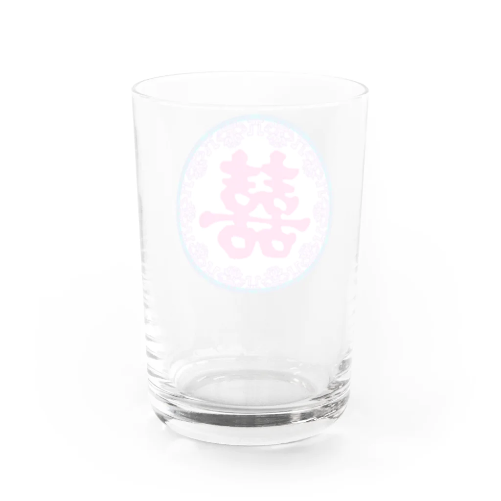 鳴くよメジロのゆめかわ双喜紋・丸 Water Glass :back