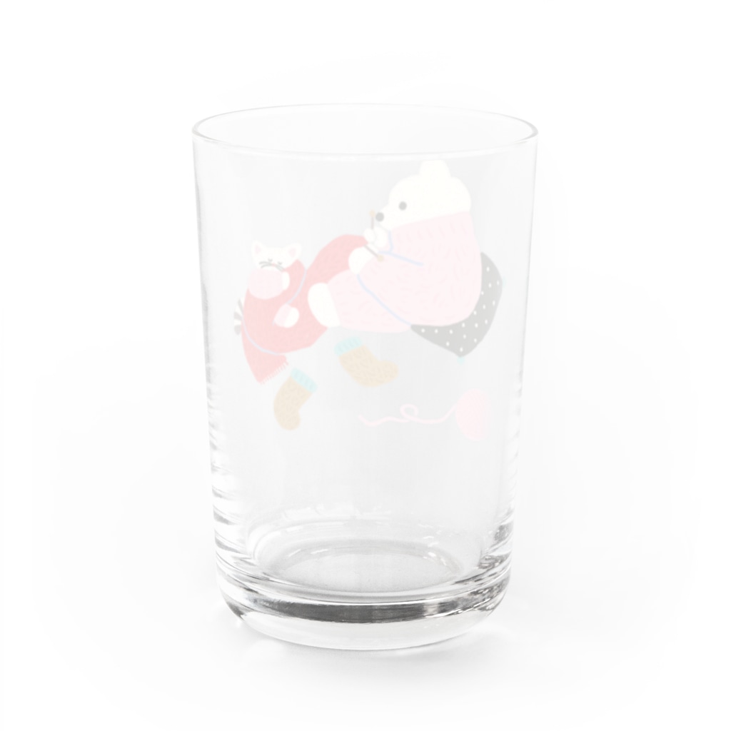 かわべしおん | イラストレーターのおそろいニット_ねことくま Water Glass :back