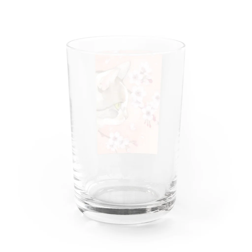 Miaws Shopの桜と三毛猫 Water Glass :back