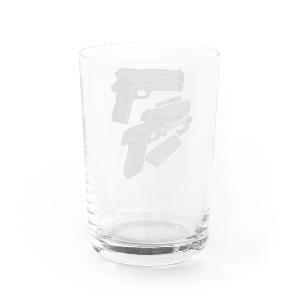 豚猫のミリタリー　ハンドガン　カラー Water Glass :back