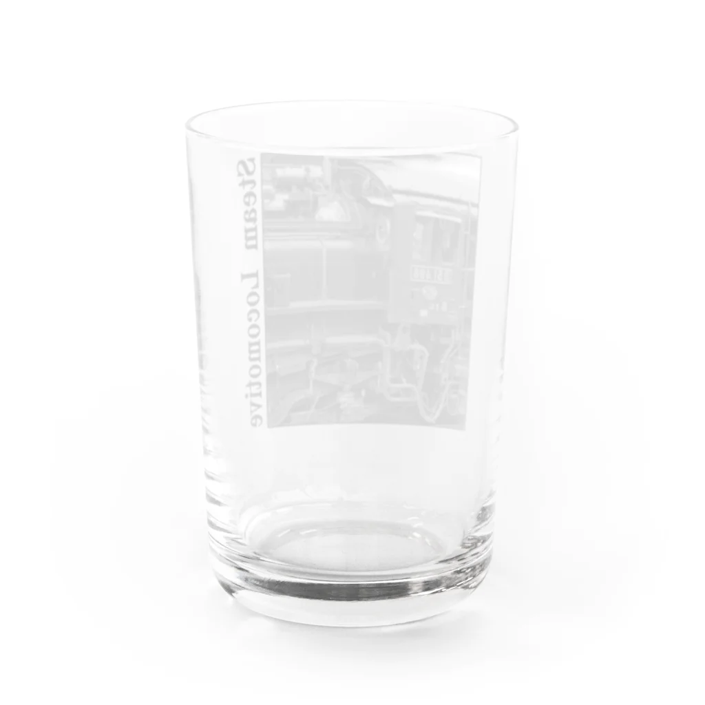 ヴィンテージ鉄道写真グッズの店のD51498 運転席周辺 黒いレタリング （モノクロフォト） Water Glass :back