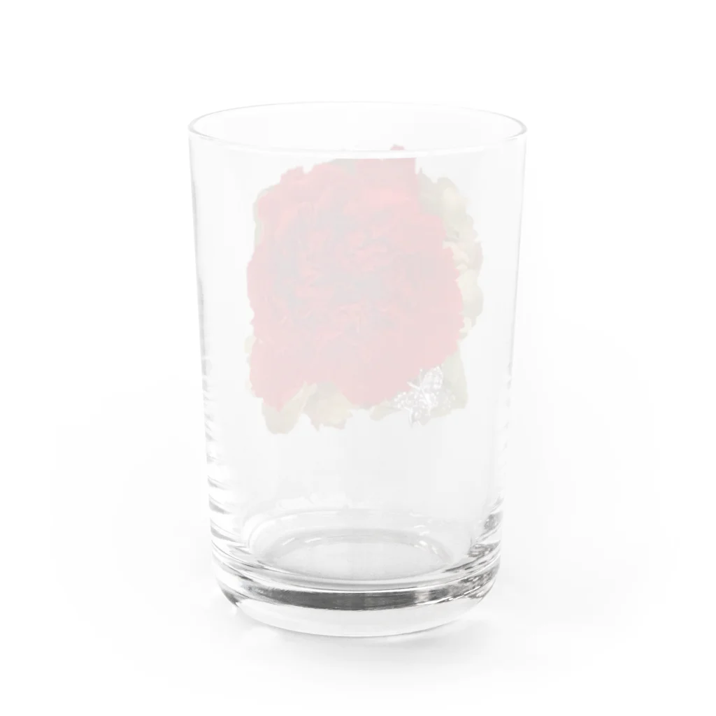 お花の双葉のレッドカーネーション Water Glass :back