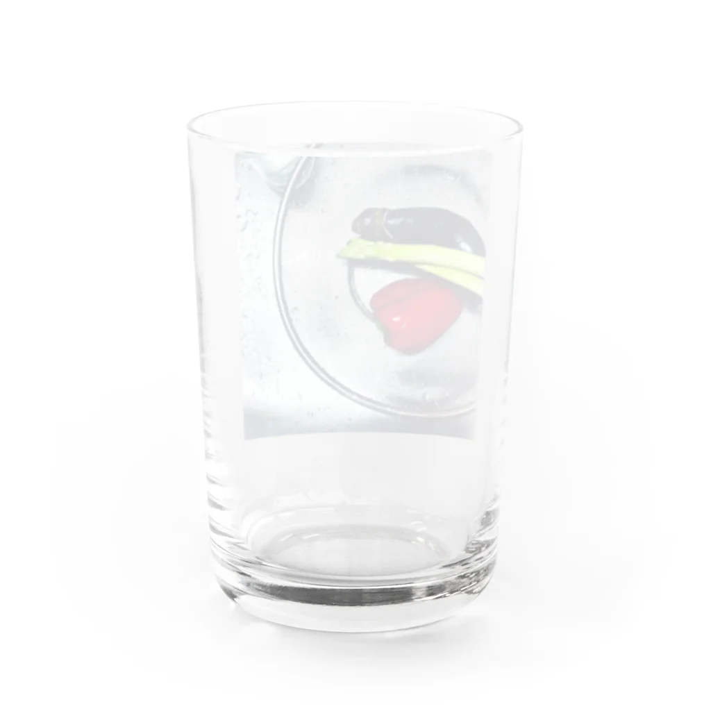 ゆるっとデザインのなつやさい Water Glass :back