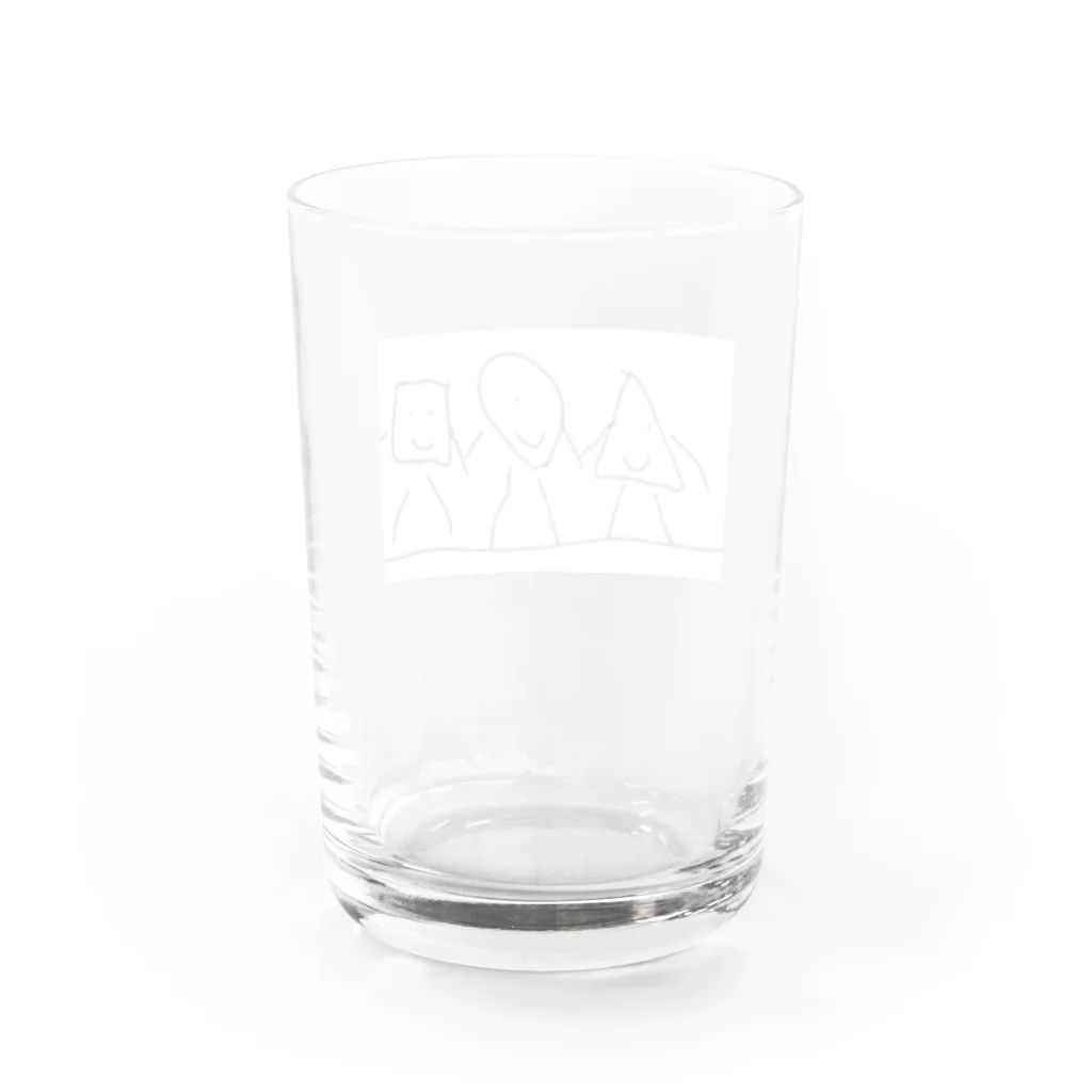 わがやの日常のさんかくまるしかくちゃん/しろくろ Water Glass :back