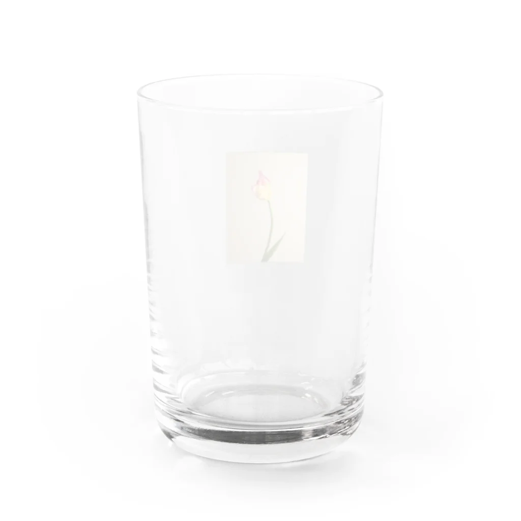 花の文具屋さんのpink/yellow tulip  Water Glass :back