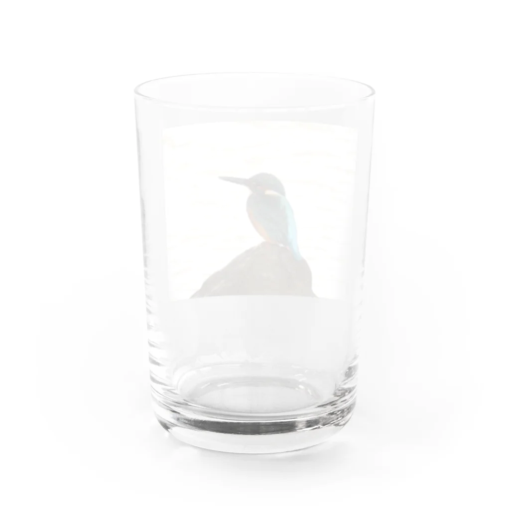 カワセミLOVEの石の上にもカワセミ Water Glass :back