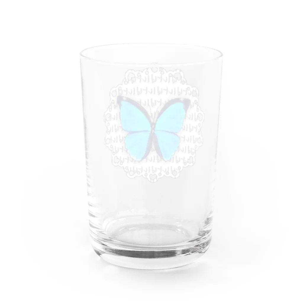 LalaHangeulの몰포나비 ~モルフォ蝶~　ハングルデザイン Water Glass :back