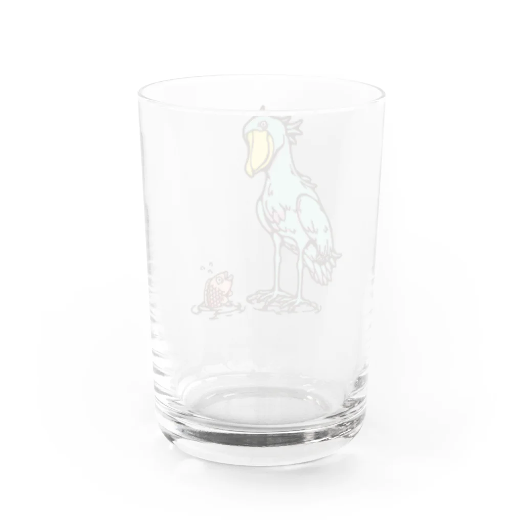 Cɐkeccooのハシビロコウとサカナ‐カラフル Water Glass :back