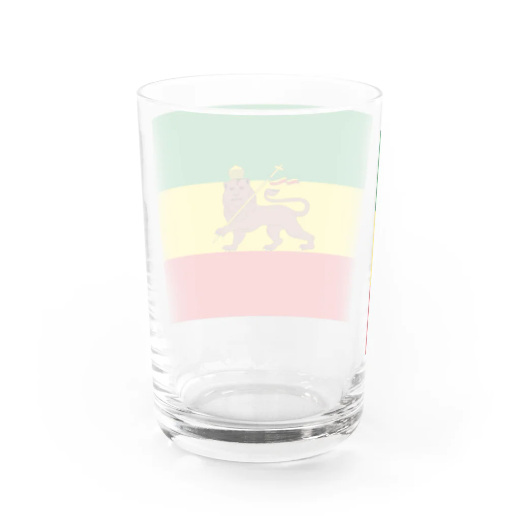 DRIPPEDのRASTAFARI LION FLAG-エチオピア帝国の国旗- Tシャツ Water Glass :back