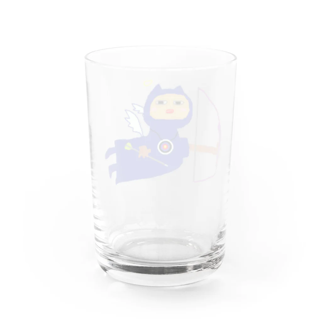 すもものアーチェリー猫天使001 Water Glass :back