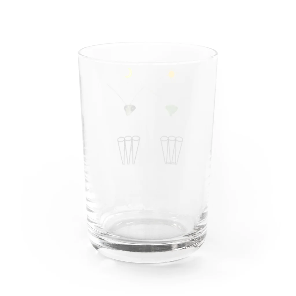 L_arctoaのカマキリの昼と夜の複眼（絵文字、背景透過ver） Water Glass :back