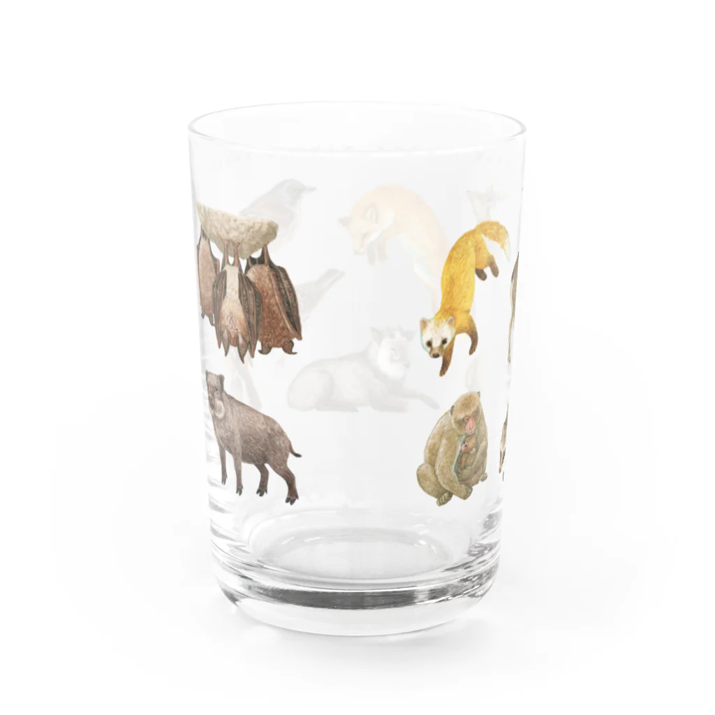 ちなきのこの冬の山の動物たち Water Glass :back