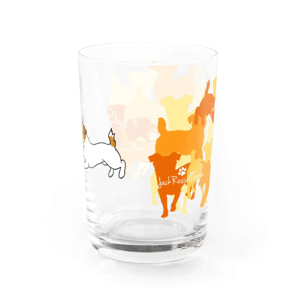 ケパ家のジャックのカモフラ風 オレンジ Water Glass :back