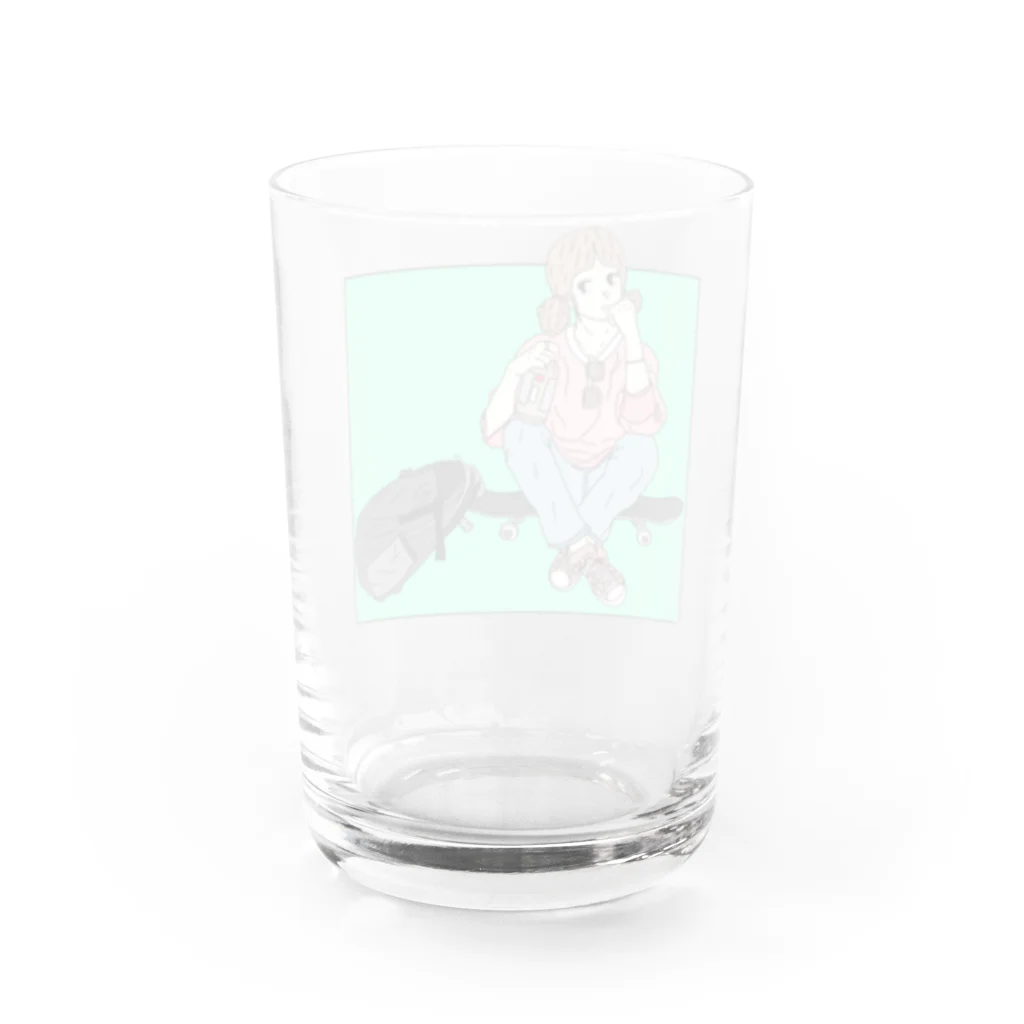 TANOSHINDAMONGACHI のmelancholy girl Water Glass :back