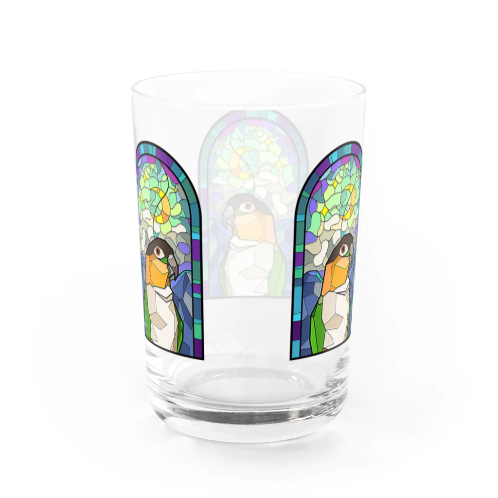 アルバトロスデザインの聖パロット教会・ズグロシロハラ Water Glass :back