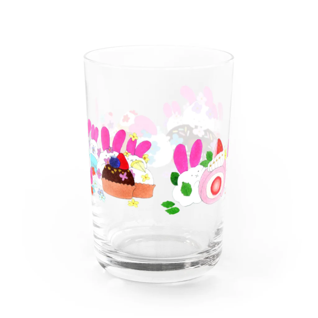 もふもふ達の秘密の花暮らしsuzuri店の春のもふもふスイーツフェア Water Glass :back