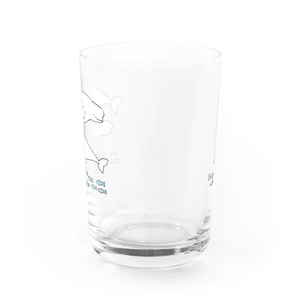 おぐらきょうこのBeluga whales のんびりベルーガとさかなたち Water Glass :back