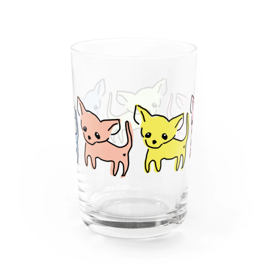 akane_art（茜音工房）のゆるチワワ（カラフル） Water Glass :back