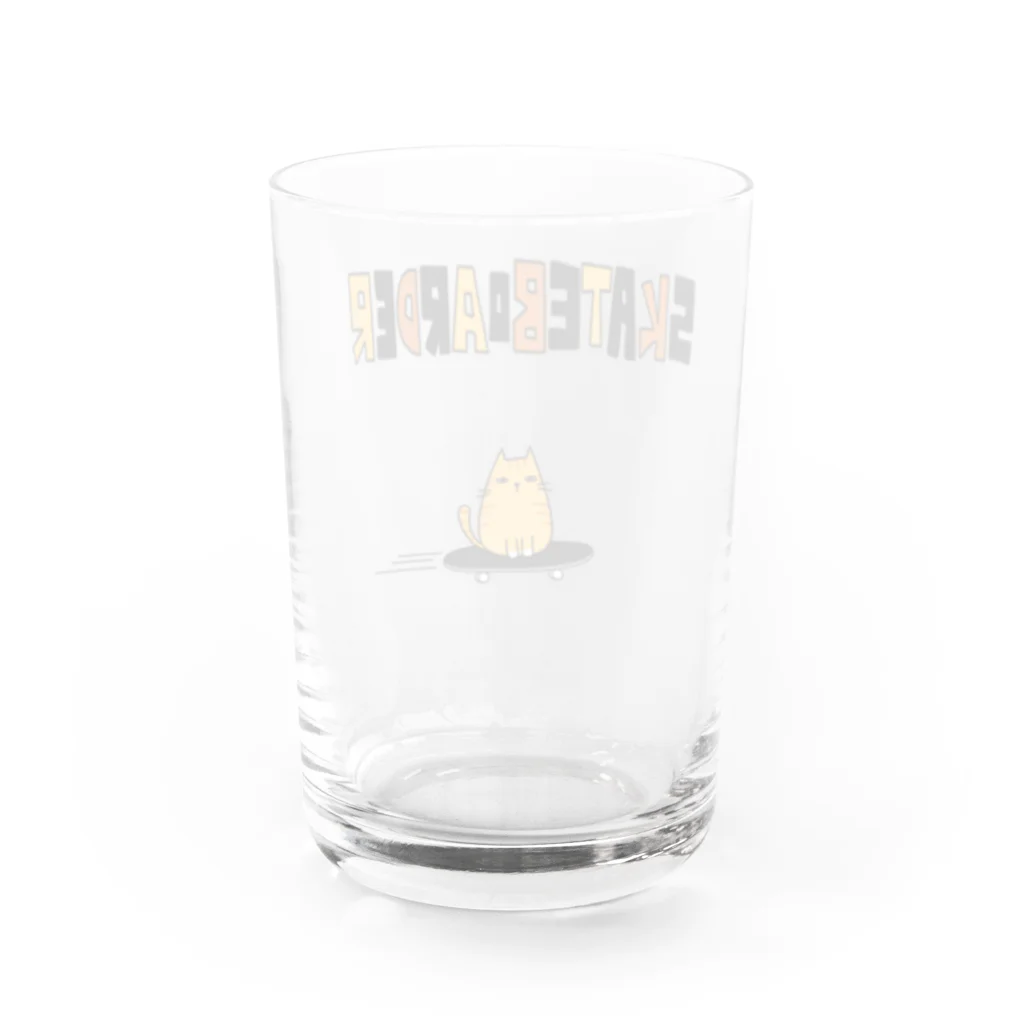 麦畑のトラ猫スケートボーダー Water Glass :back