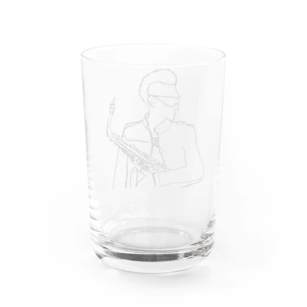 弁慶の陽だまり家のサックス弁慶モノクロ Water Glass :back