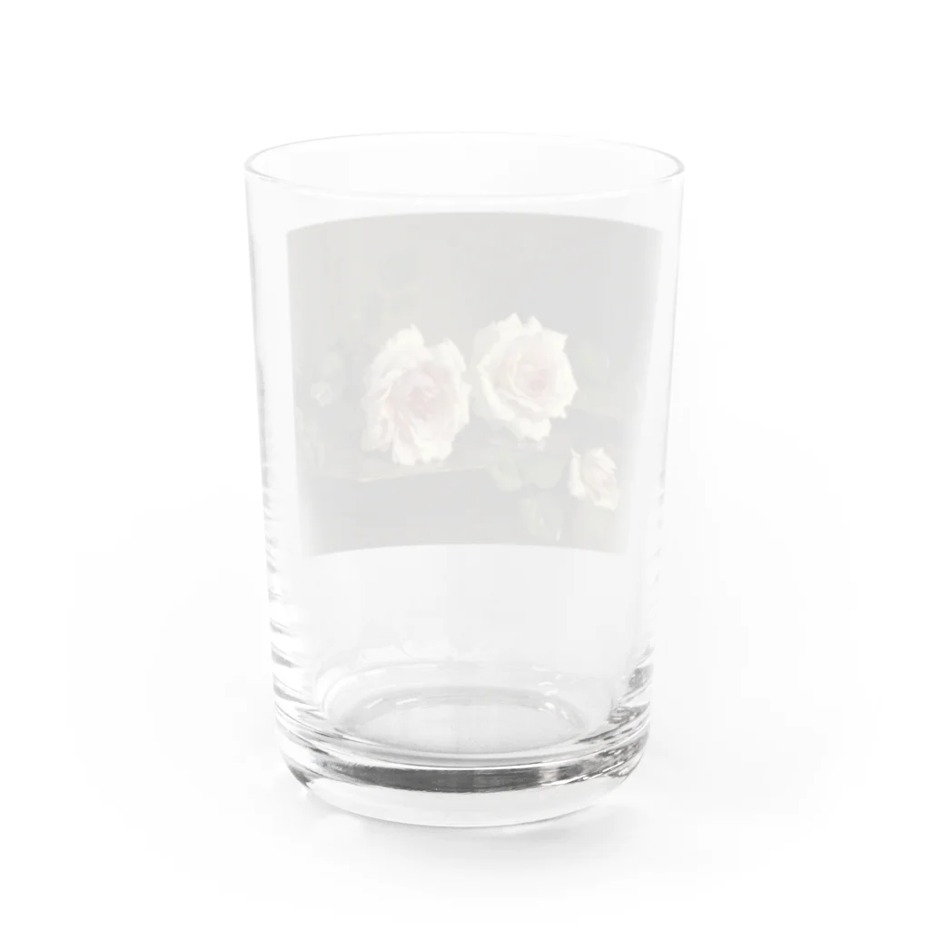 花名画アートグッズのフランス・モルテルマン《Prince-de-Bulgarie 2つのバラ》 Water Glass :back