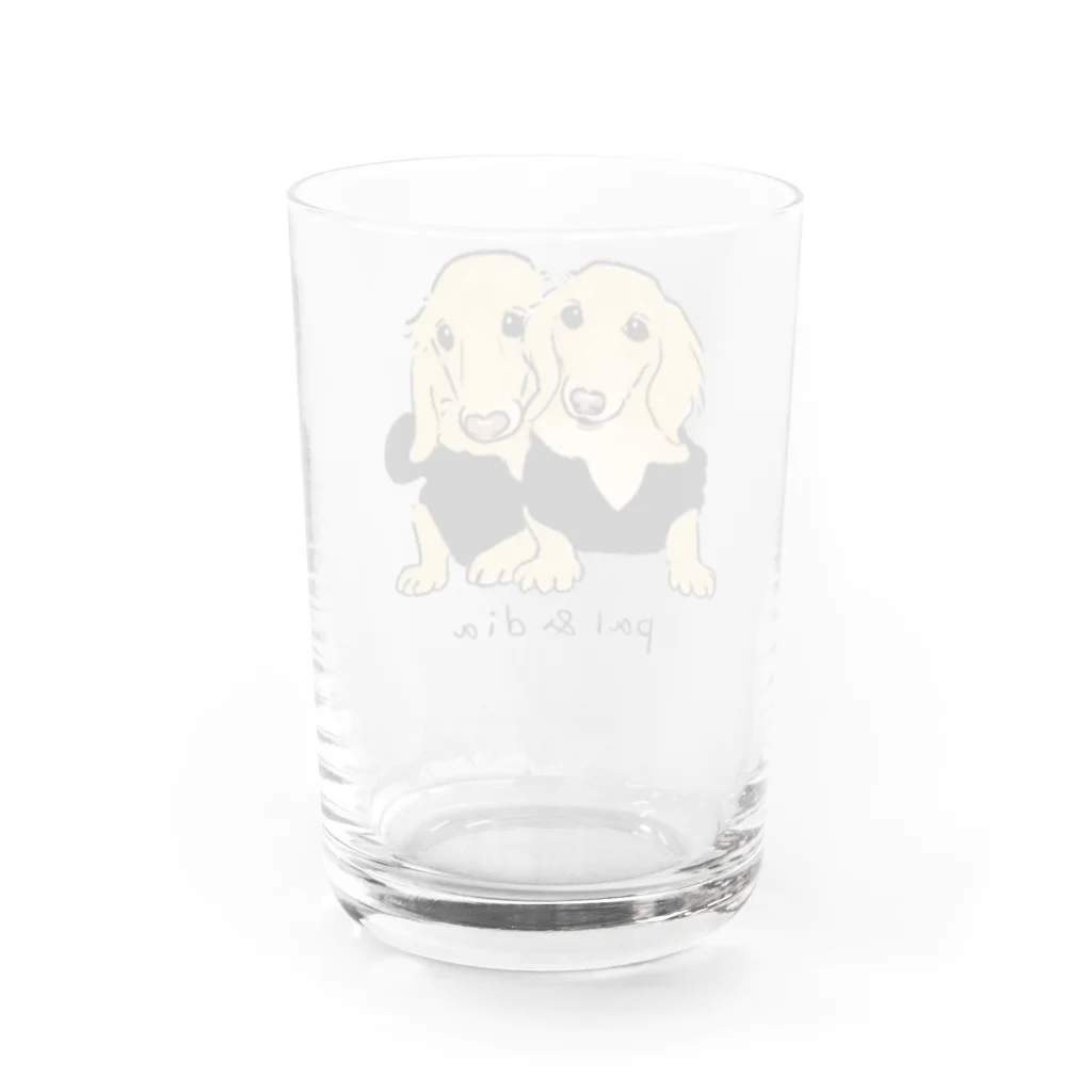 遥ん/犬顔絵　の「保護犬カフェ支援」グッズ パルさんダイヤさん Water Glass :back