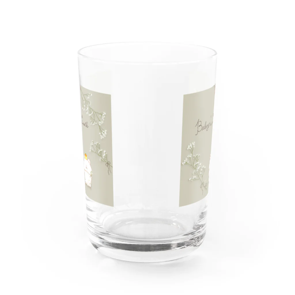 どるちぇ＊うさぎの《ボタニカル》＊かすみ草×しろくま＊誕生日花 Water Glass :back