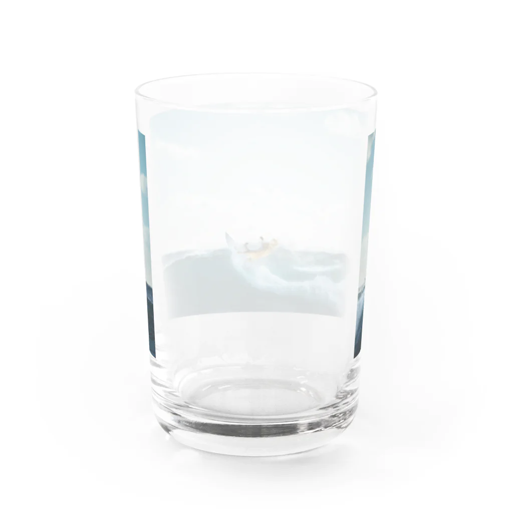 棕櫚竹工房の波乗りニャンコ Water Glass :back