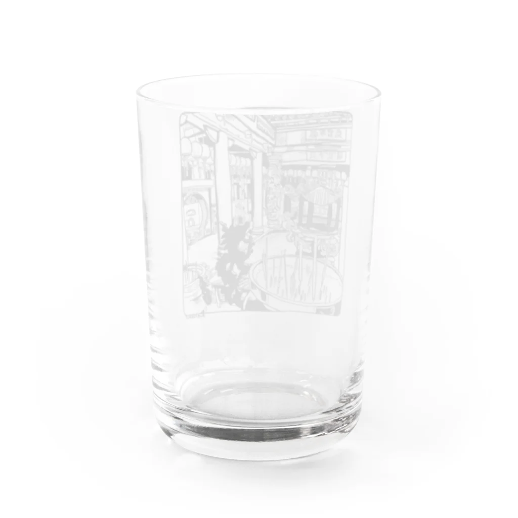 KANKAN@台湾の廟で休憩するキョンシー（白黒） Water Glass :back