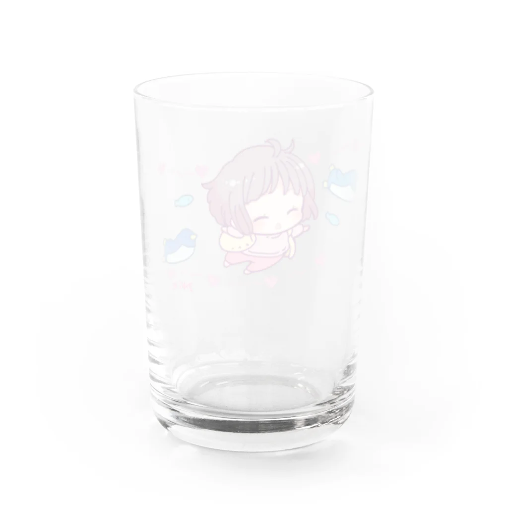 ゆきんこのお店SUZURI支店のペンギンさんと姪っ子 Water Glass :back