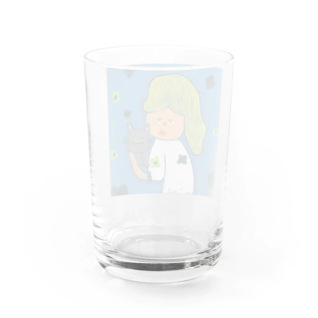 happiness🌼のすまし顔な2人 Water Glass :back