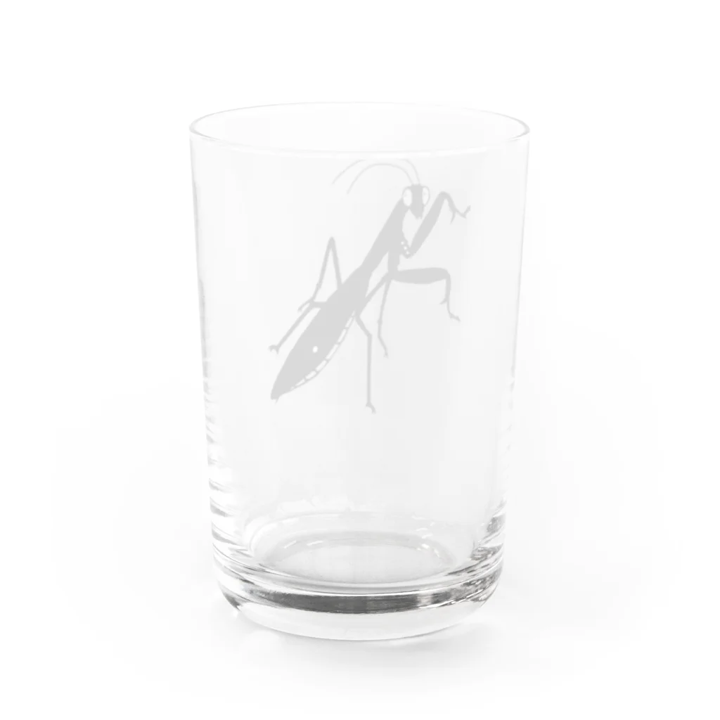 虚宵月　花火駅前店のモノクロ　ハラビロカマキリ Water Glass :back