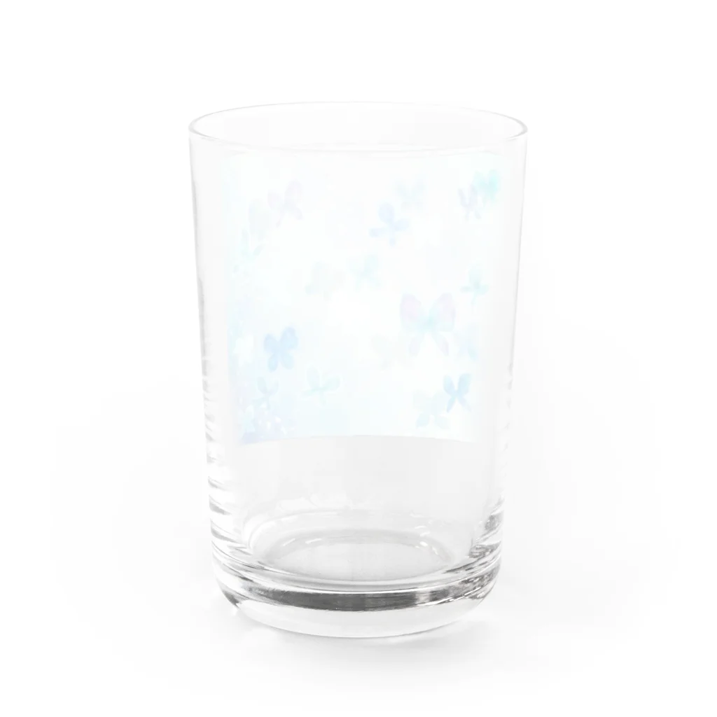 ヤママユ(ヤママユ・ペンギイナ)の青い蝶は夢のうたかた。 グラス反対面